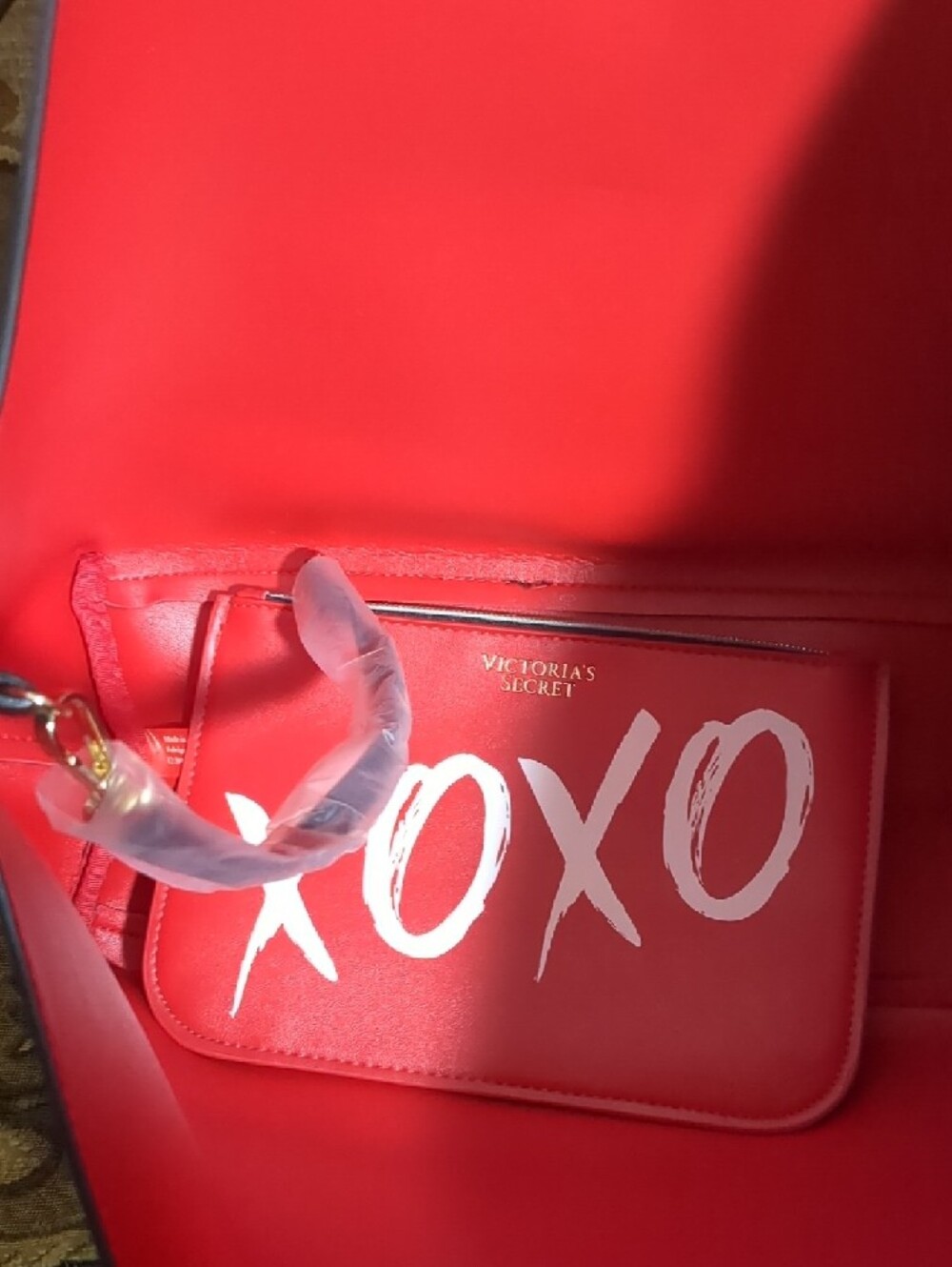 Victoria's Secret Black Tote with Red Trim and Red XOXO Pouch - Picture 4 of 7
